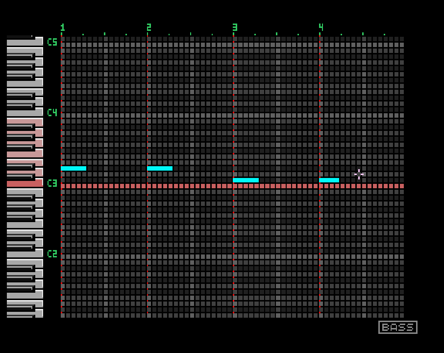 Bass pattern in piano roll