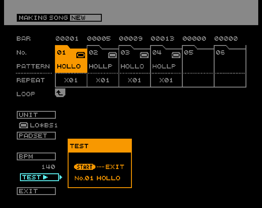 Patterns arranged in the song editor